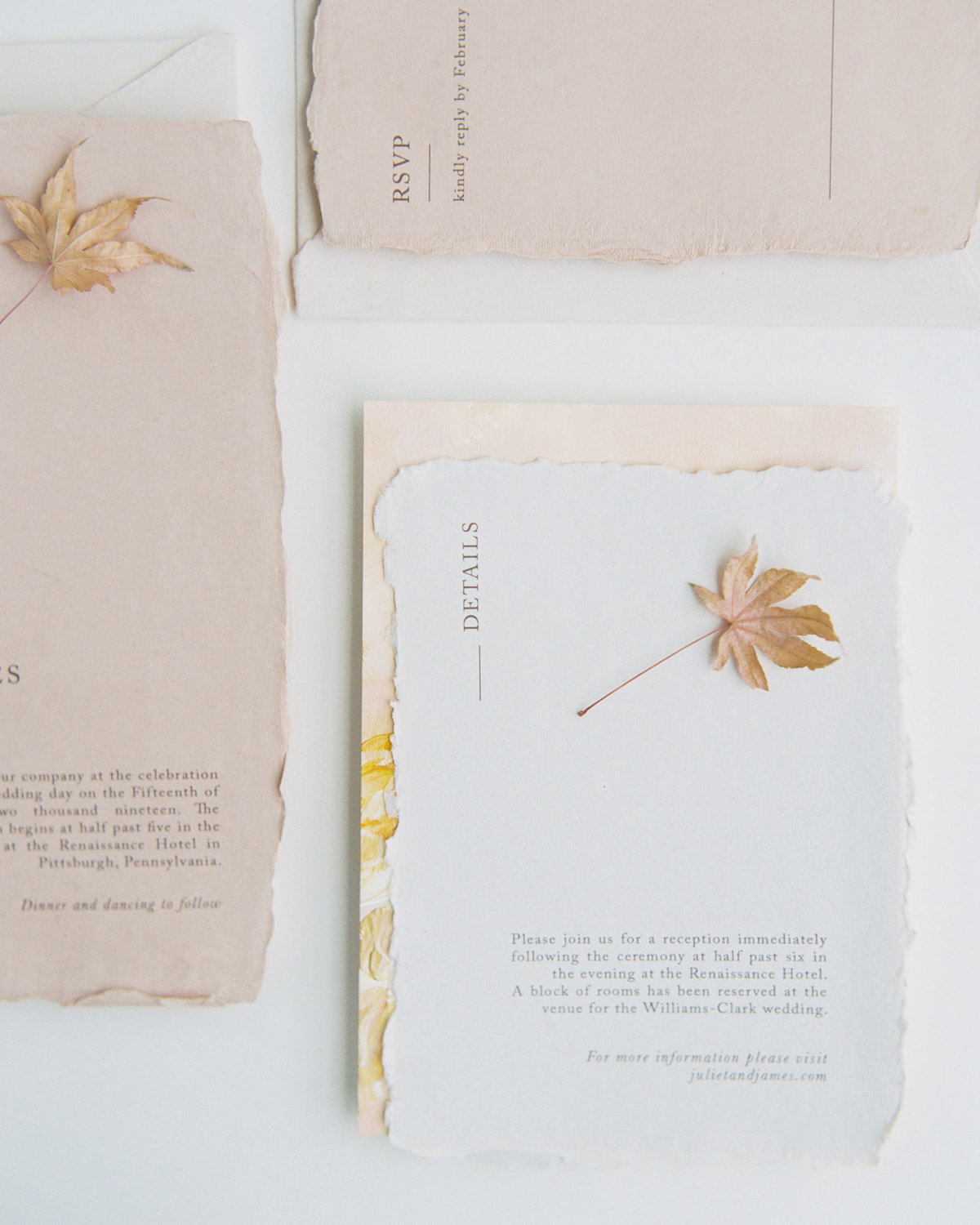 Dominique Alba minimal and modern wedding invitation on handmade paper