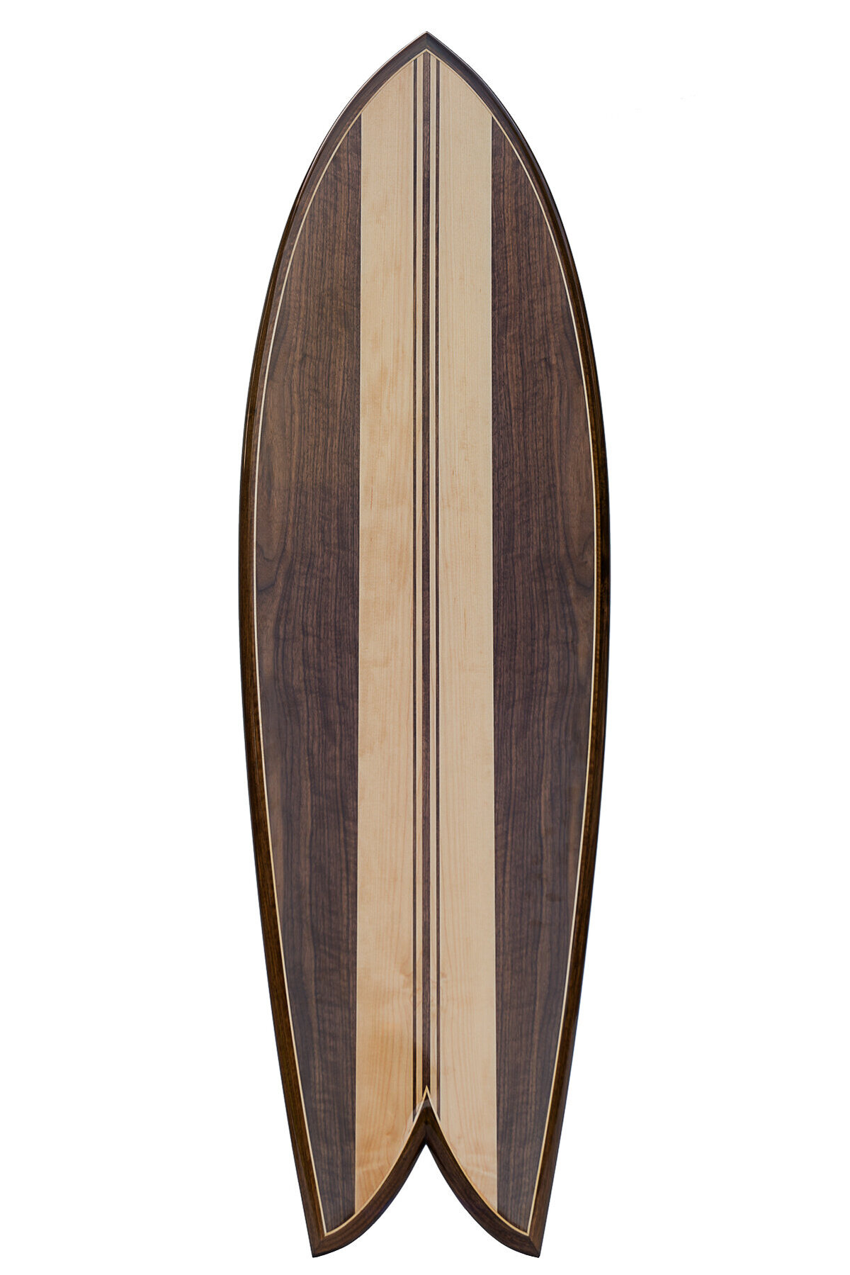 Wooden Surfboard. Fish Deck.
