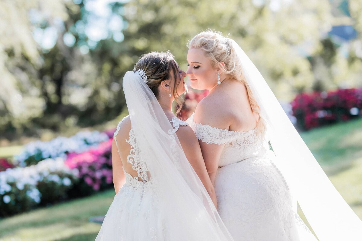Two brides close to each other at Historic Acres of Hershey