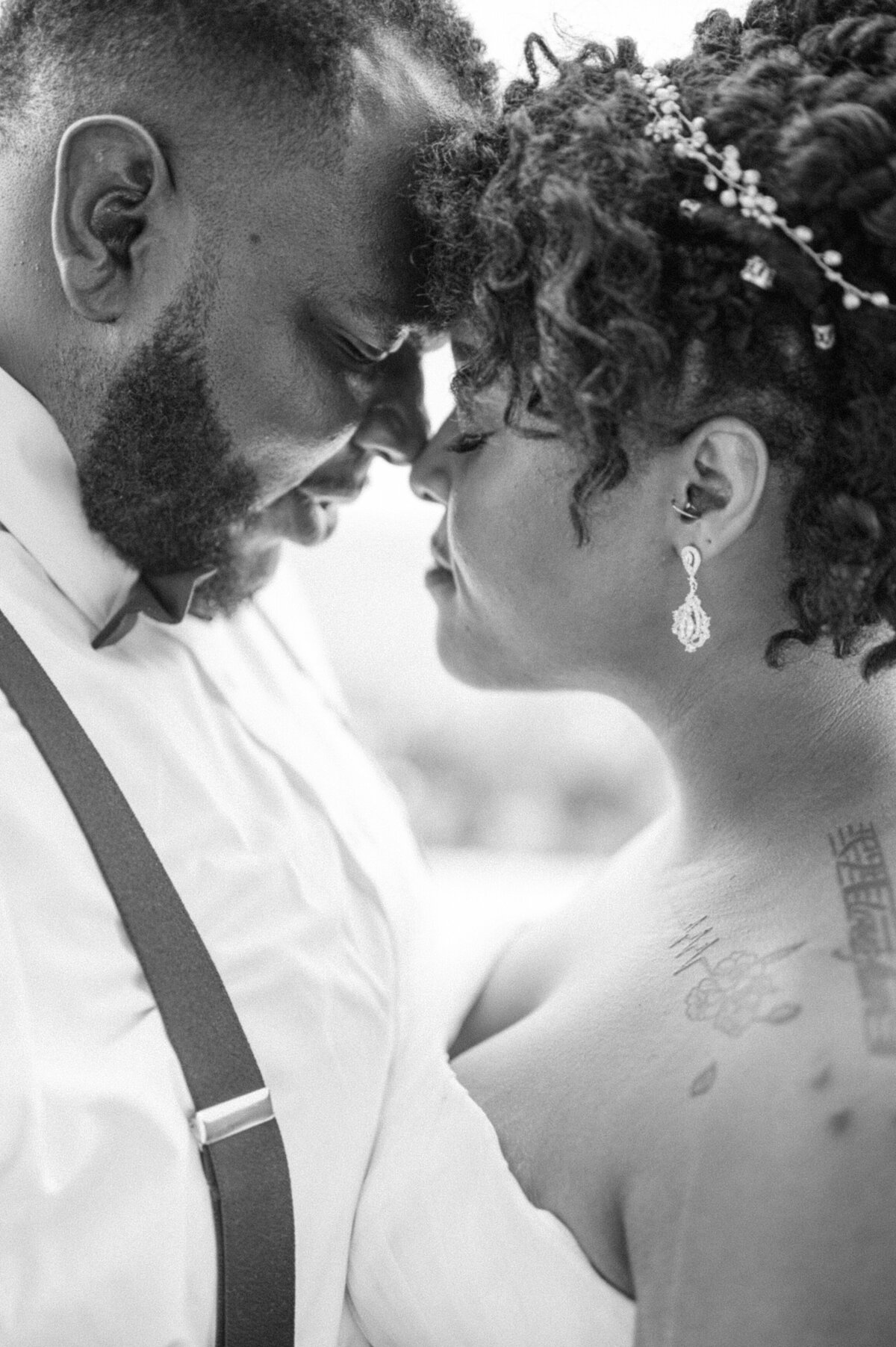 Romantic and timeless image of a bride and groom at Deep in the Heart Farms