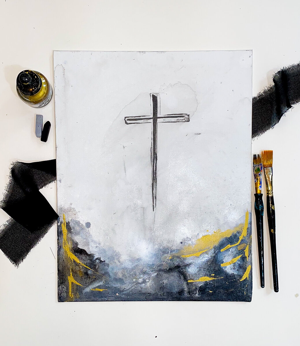black cross painting
