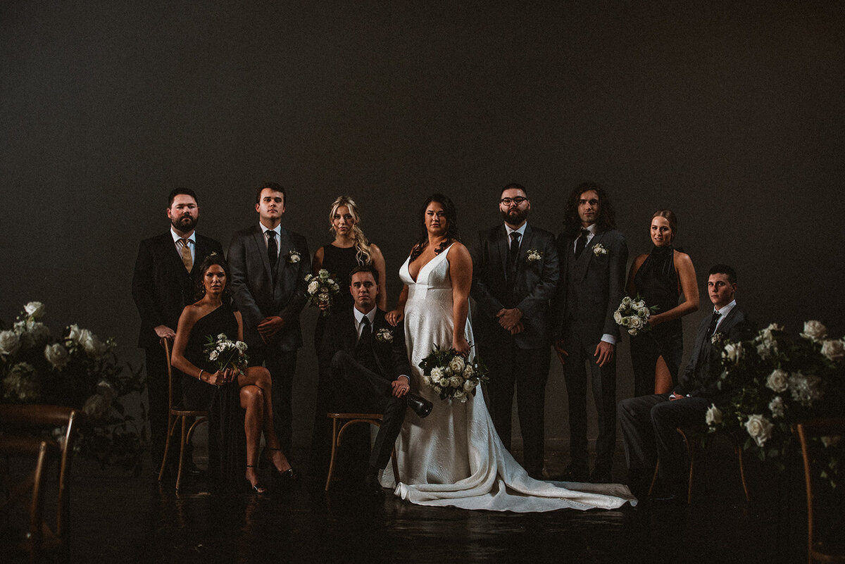 editorial moody wedding party 