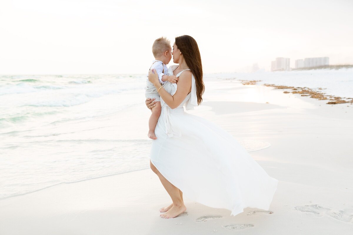 beautiful mother and her baby at the beach in Destin Florida