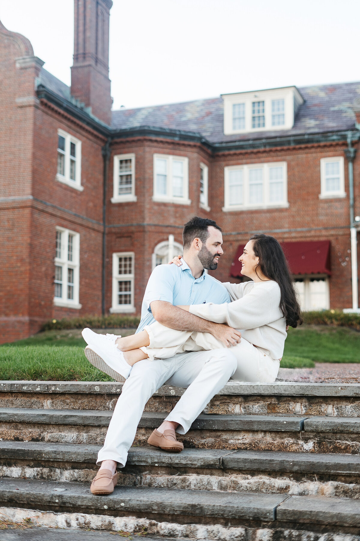 Romantic engagement photos at Turner Hill in Ipswich, MA. Capture timeless moments with stunning architecture and scenic gardens as your backdrop.
