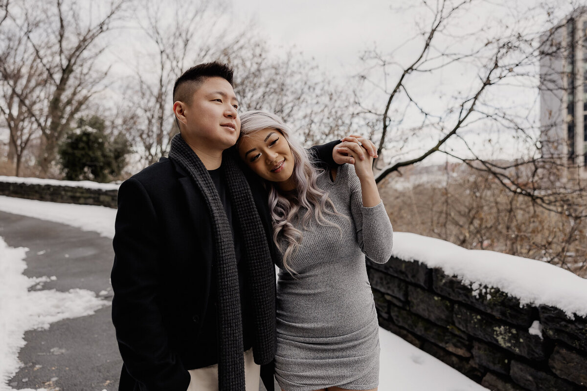 Engagement Photos in the snow at Fort Tryon Park NYC