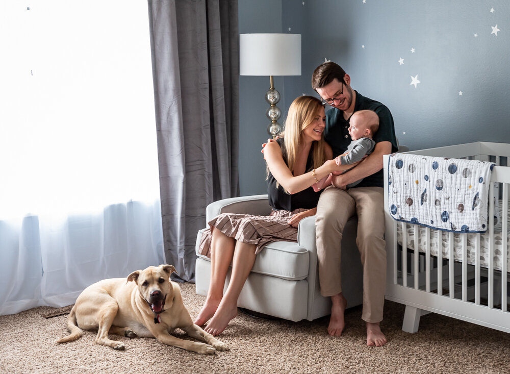 Family in nursery