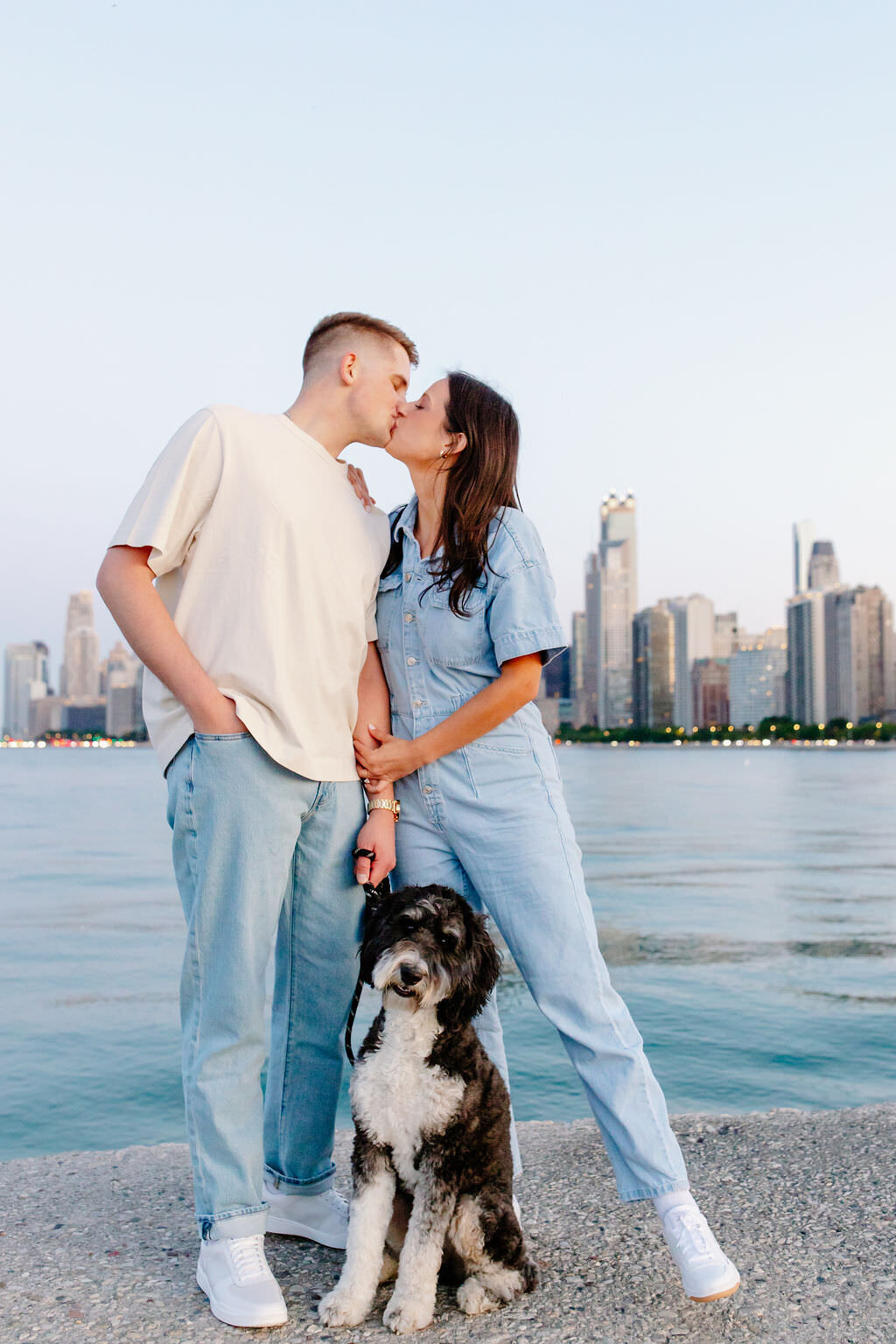 An engagement photography session at The Wrigley Building and North Ave Beach in Chicago, Illinois - 33