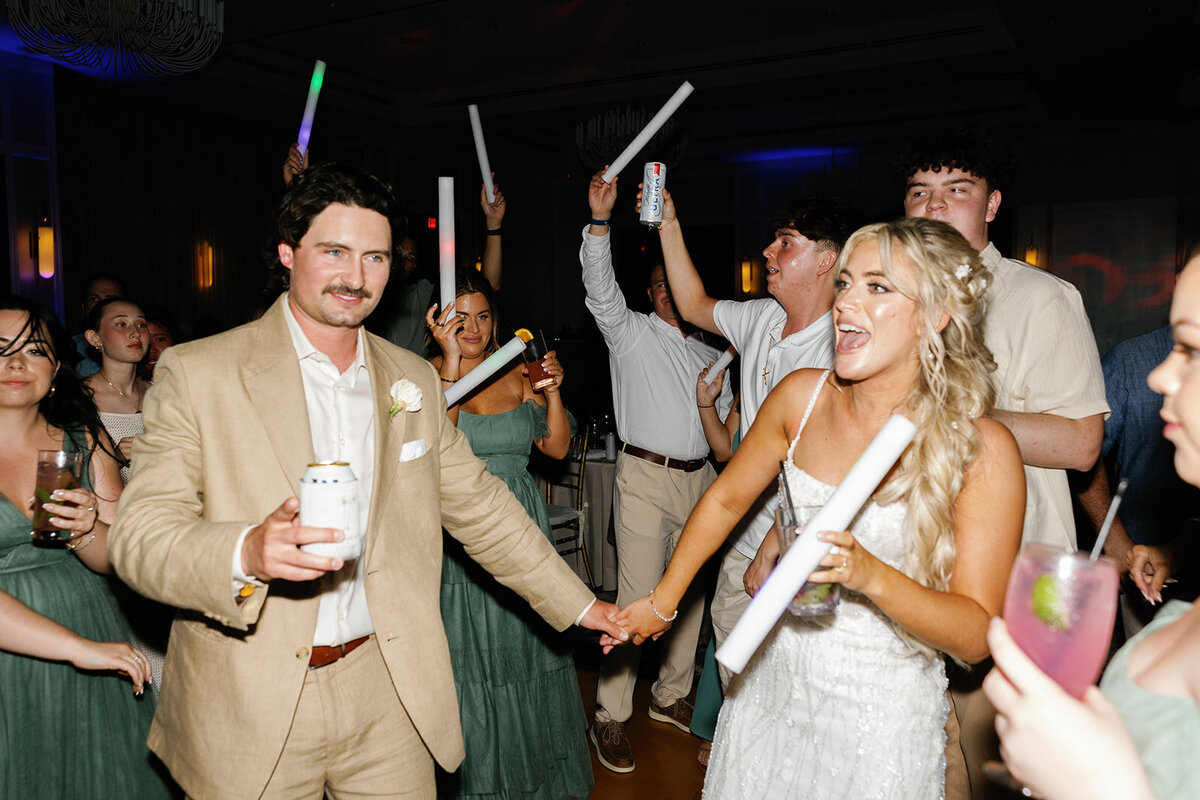  A high-energy celebration as friends and family dance the night away.
