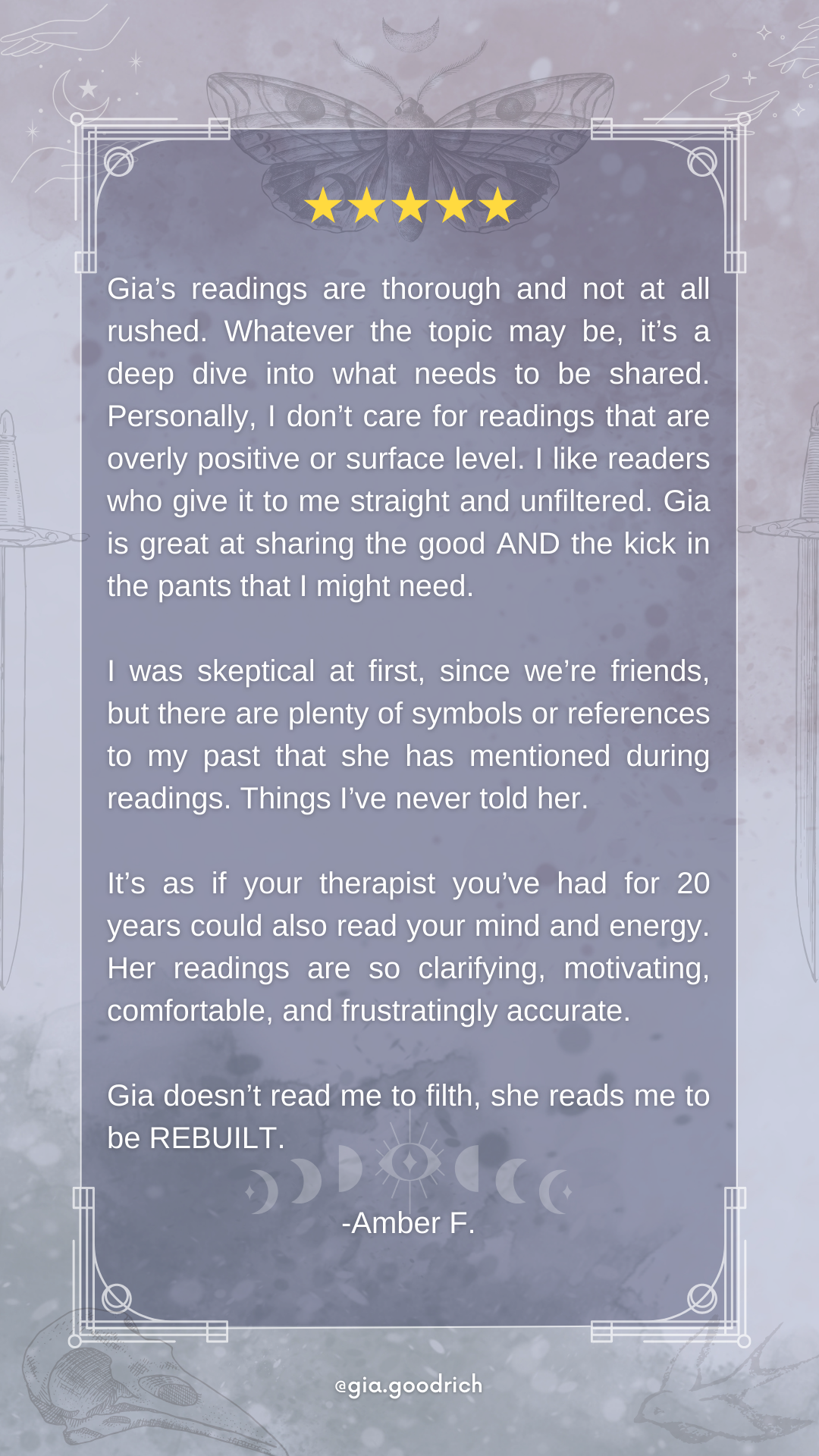 tarot testimonial amber