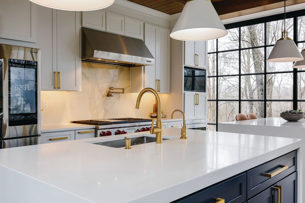 Modern sophisticated kitchen with large windows