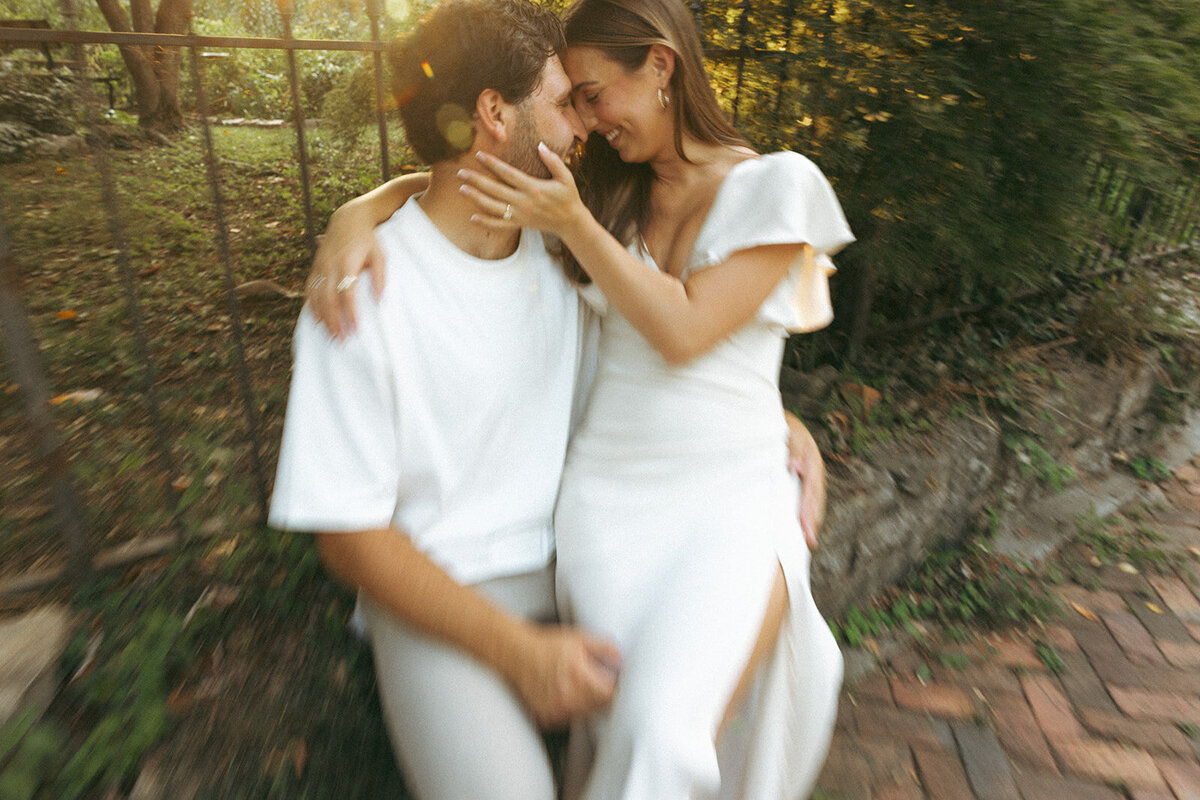 Romantic golden hour photograph of an engaged couple shot in Nashville, TN.