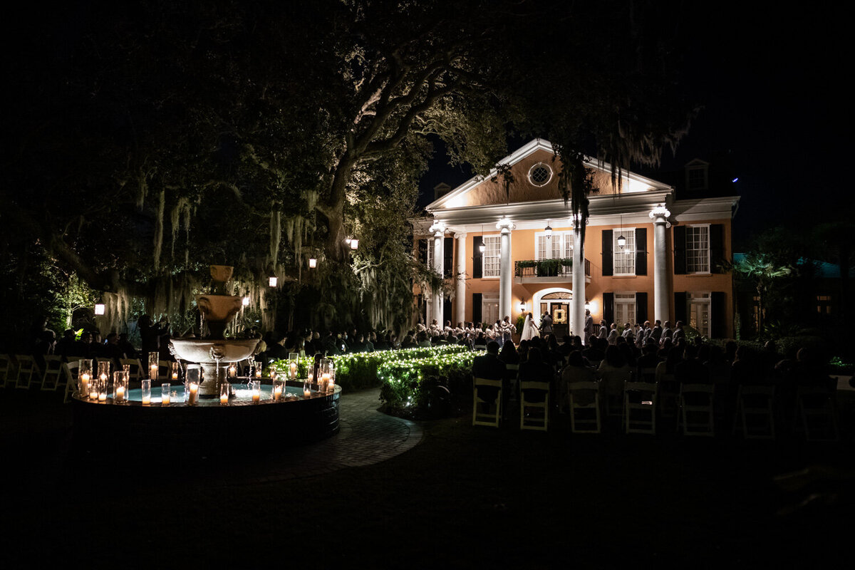 Night wedding ceremony at Southern Oaks