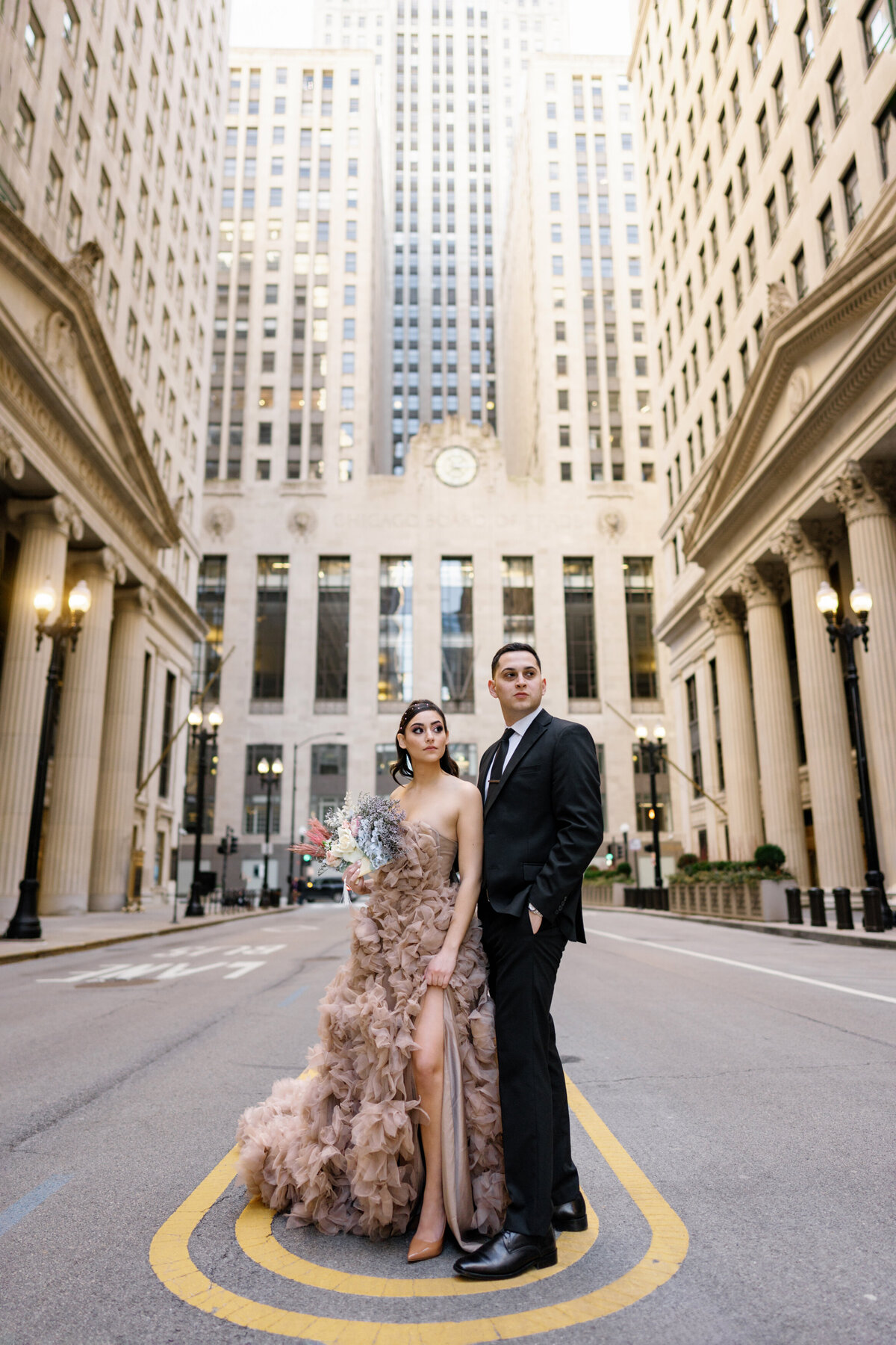 Aspen-Avenue-Chicago-Wedding-Photographer-Rookery-Engagement-Session-Histoircal-Stairs-Moody-Dramatic-Magazine-Unique-Gown-Stemming-From-Love-Emily-Rae-Bridal-Hair-FAV-57