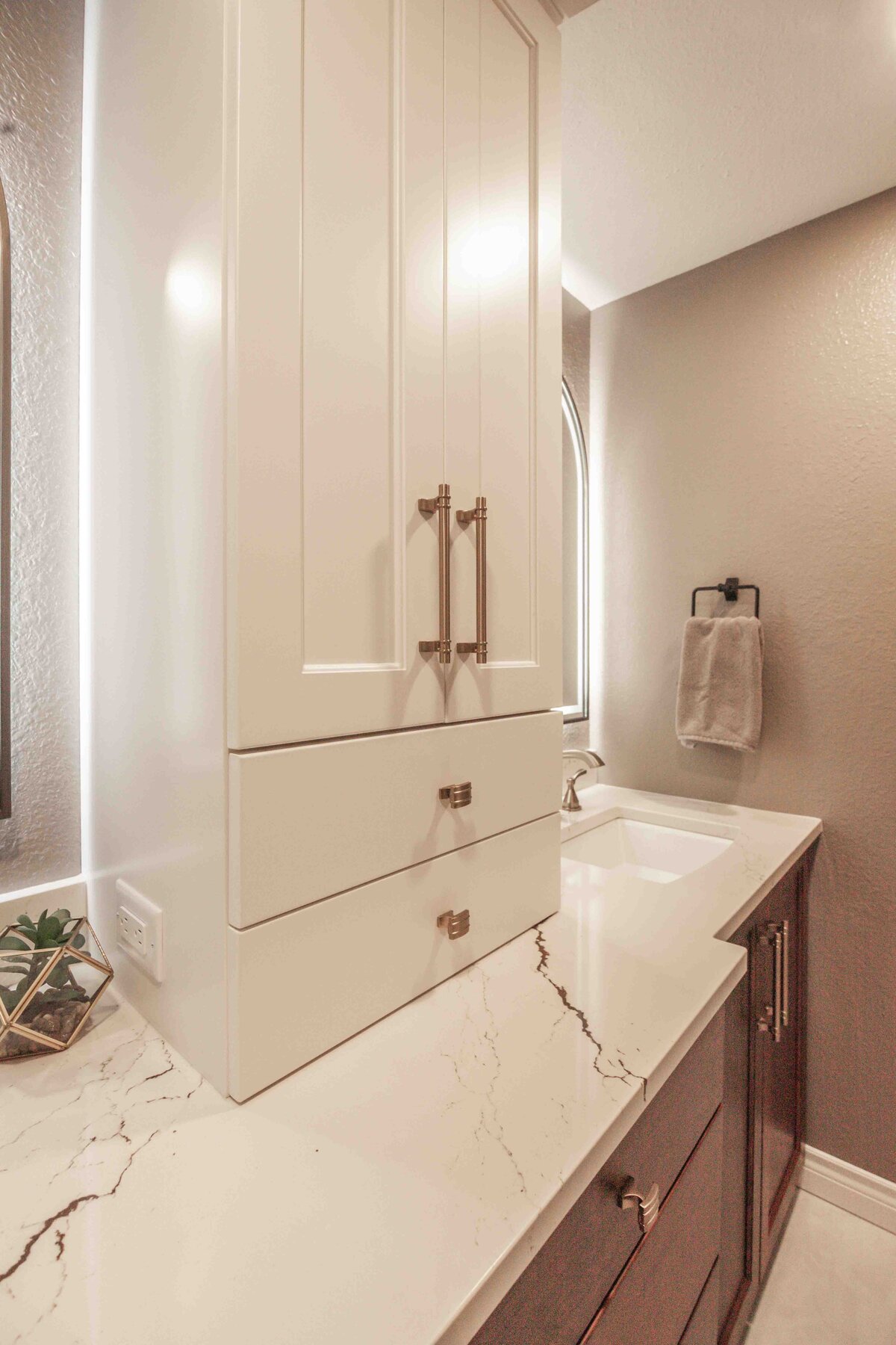 white cabinets in bathroom