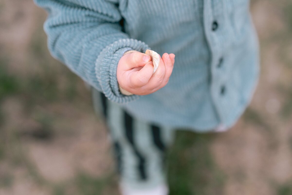Kinder handje met schelp er in