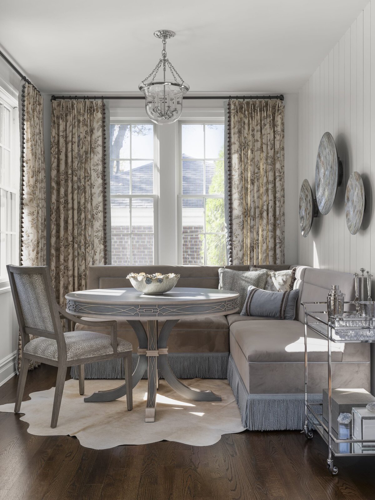 candra lynn interiors ocean port project breakfast nook with blue accents