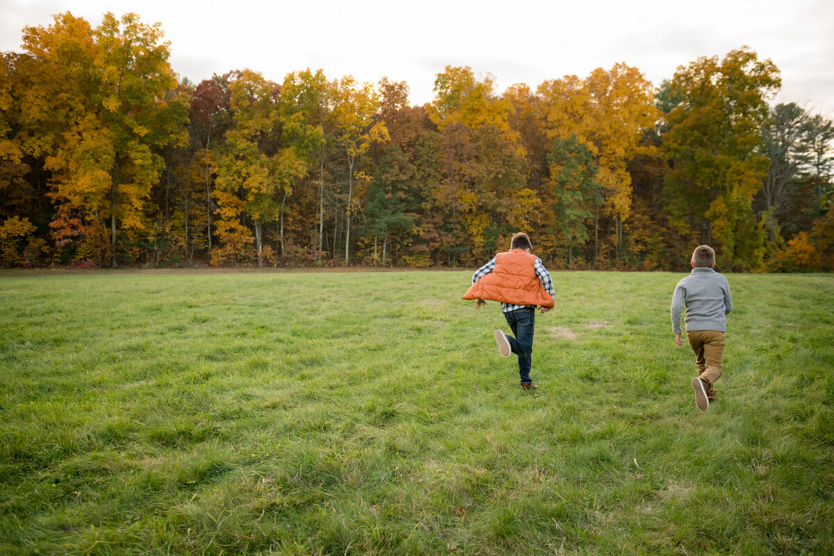 boys running in a field