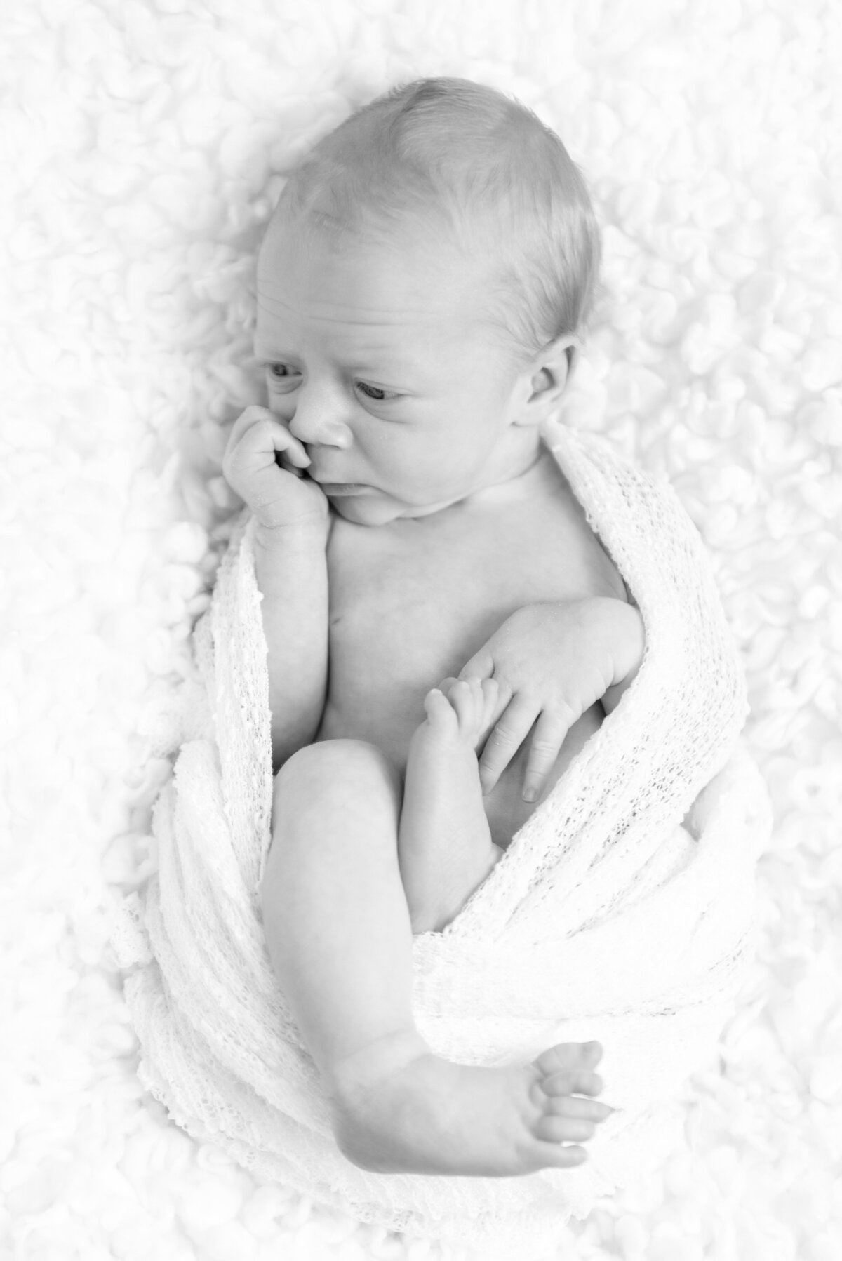 Newborn baby portrait in black and white in Sousthern Maine