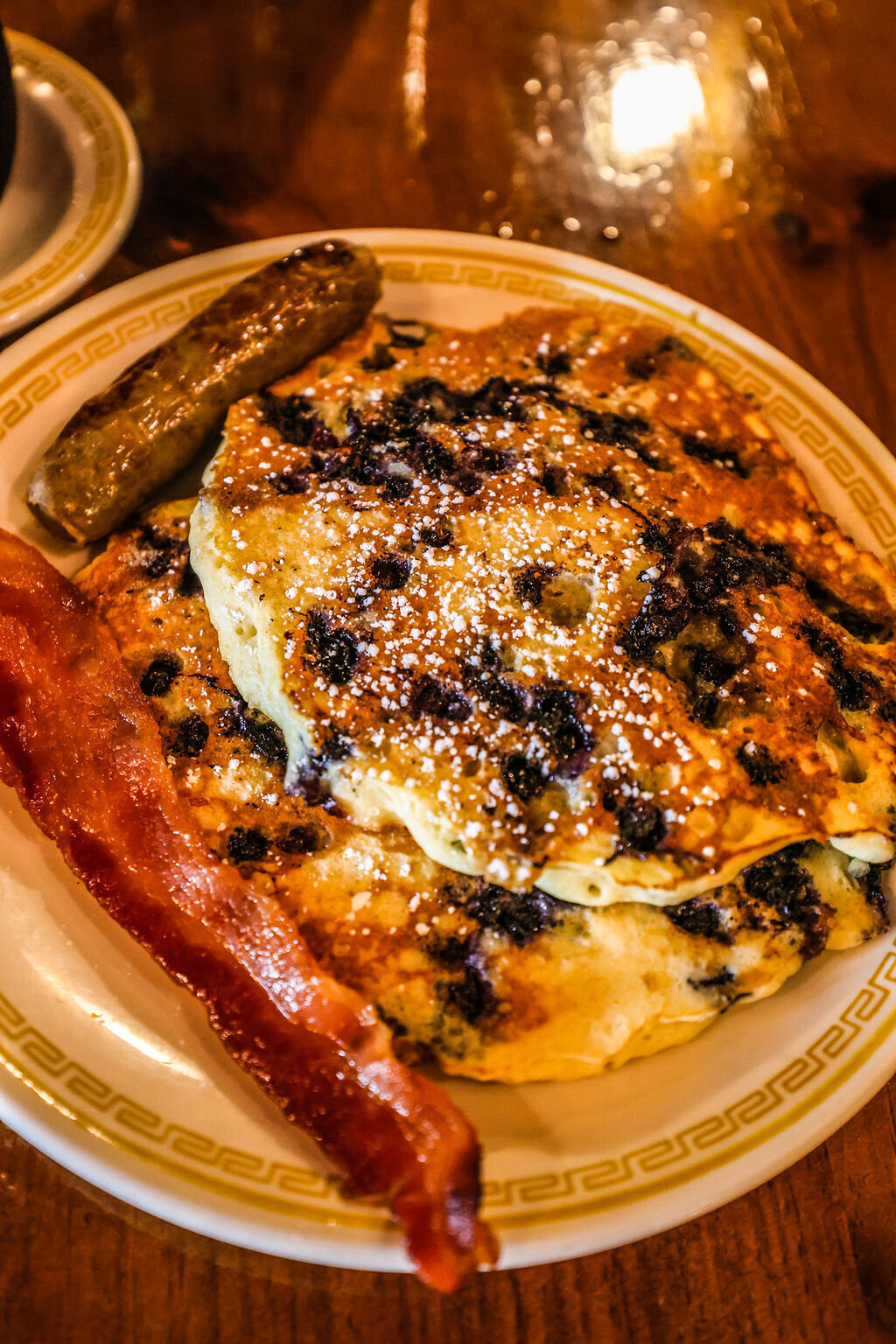 Start your day with our famous blueberry pancakes. 