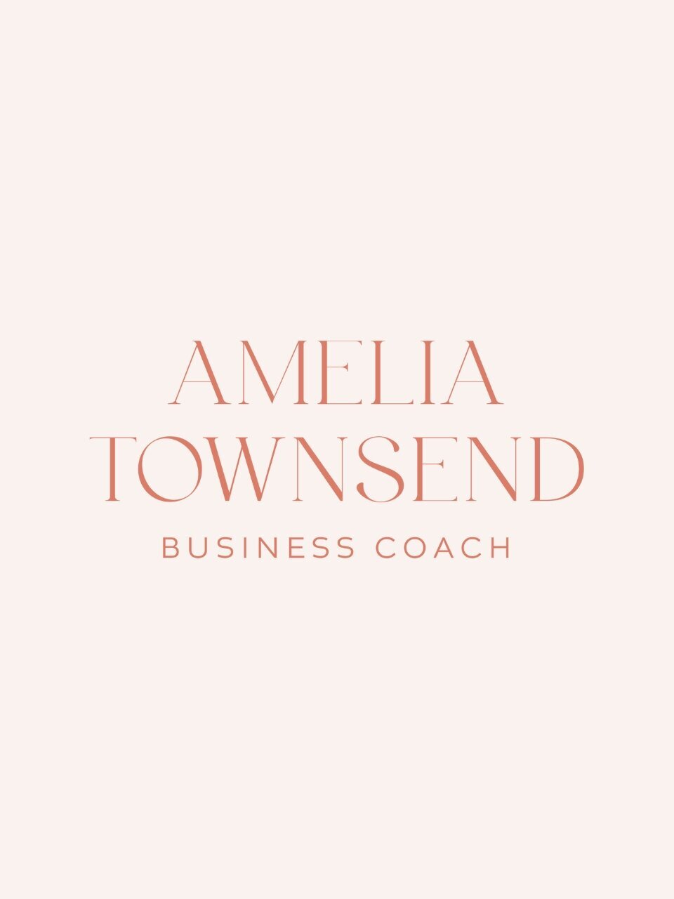 Elegant serif logo for Amelia Townsend, Business Coach, in Hibiscus Clay on a Porcelain Blush background—conveying warmth, clarity, and approachable professionalism.