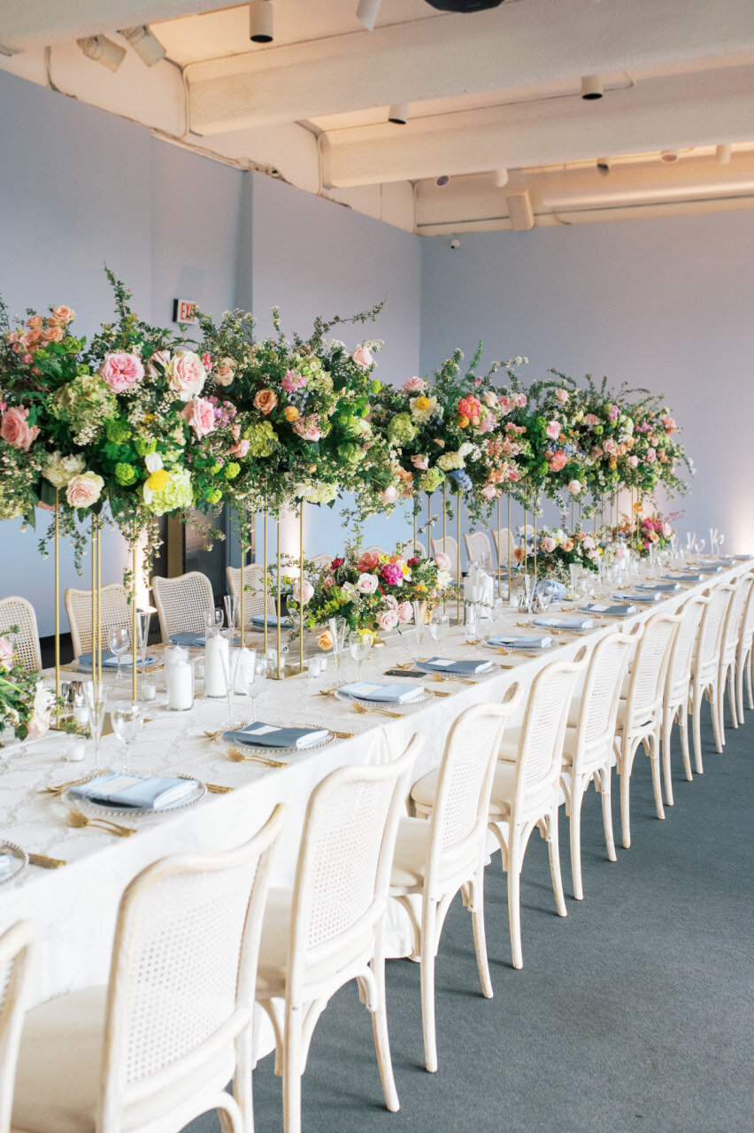 colorful spring long wedding table
