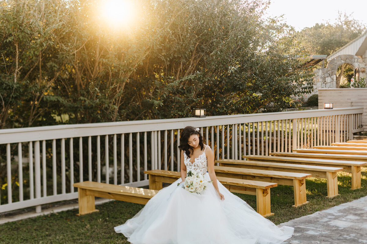 Bride at Jacob Well Vineyard wedding venue in Texas