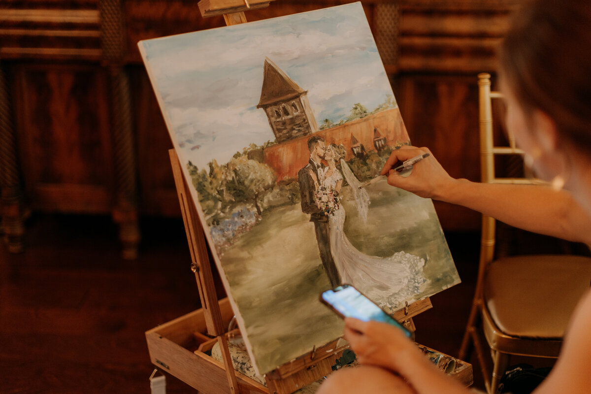 live-wedding-painting-at-saint-clements-castle