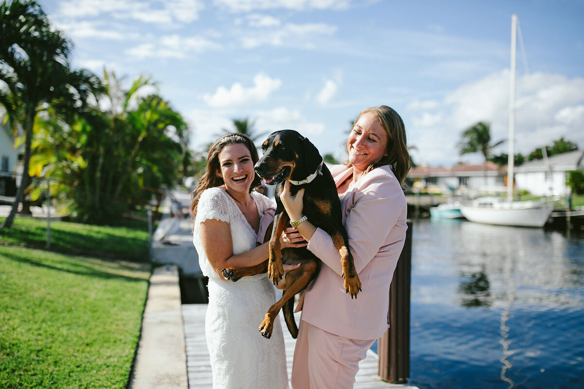 Two-Brides-with-their-dog-Elopement-South-Florida