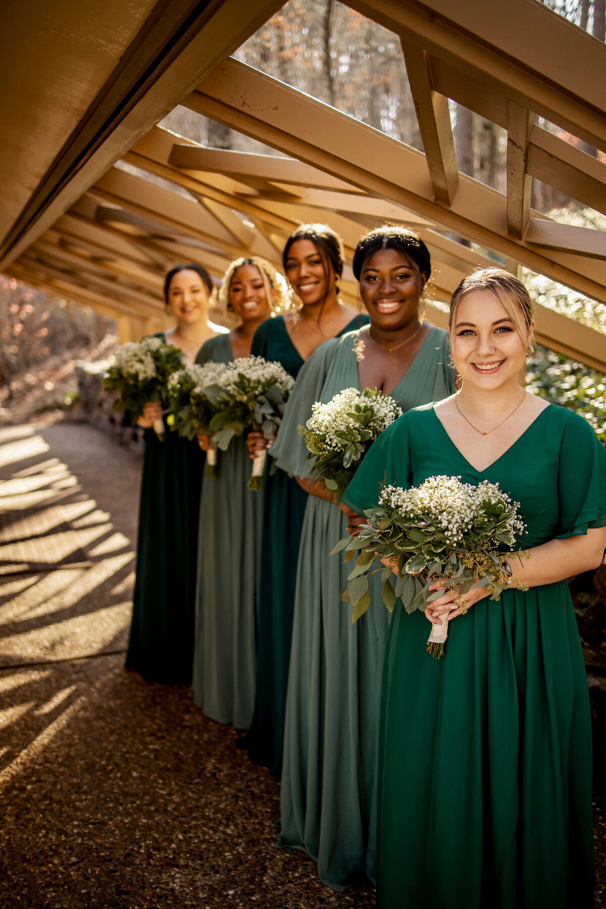 bridesmaids are ready for a Christmas wedding