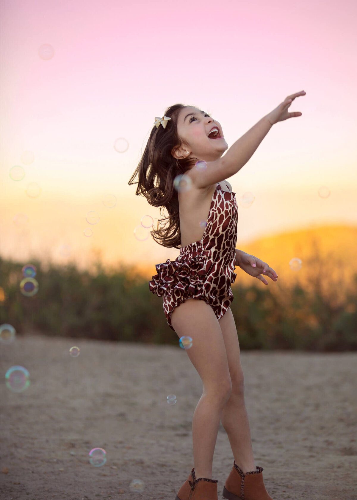 Little girl dancing in the sunset in Woodland Hills - Los Angeles Children’s Photographer