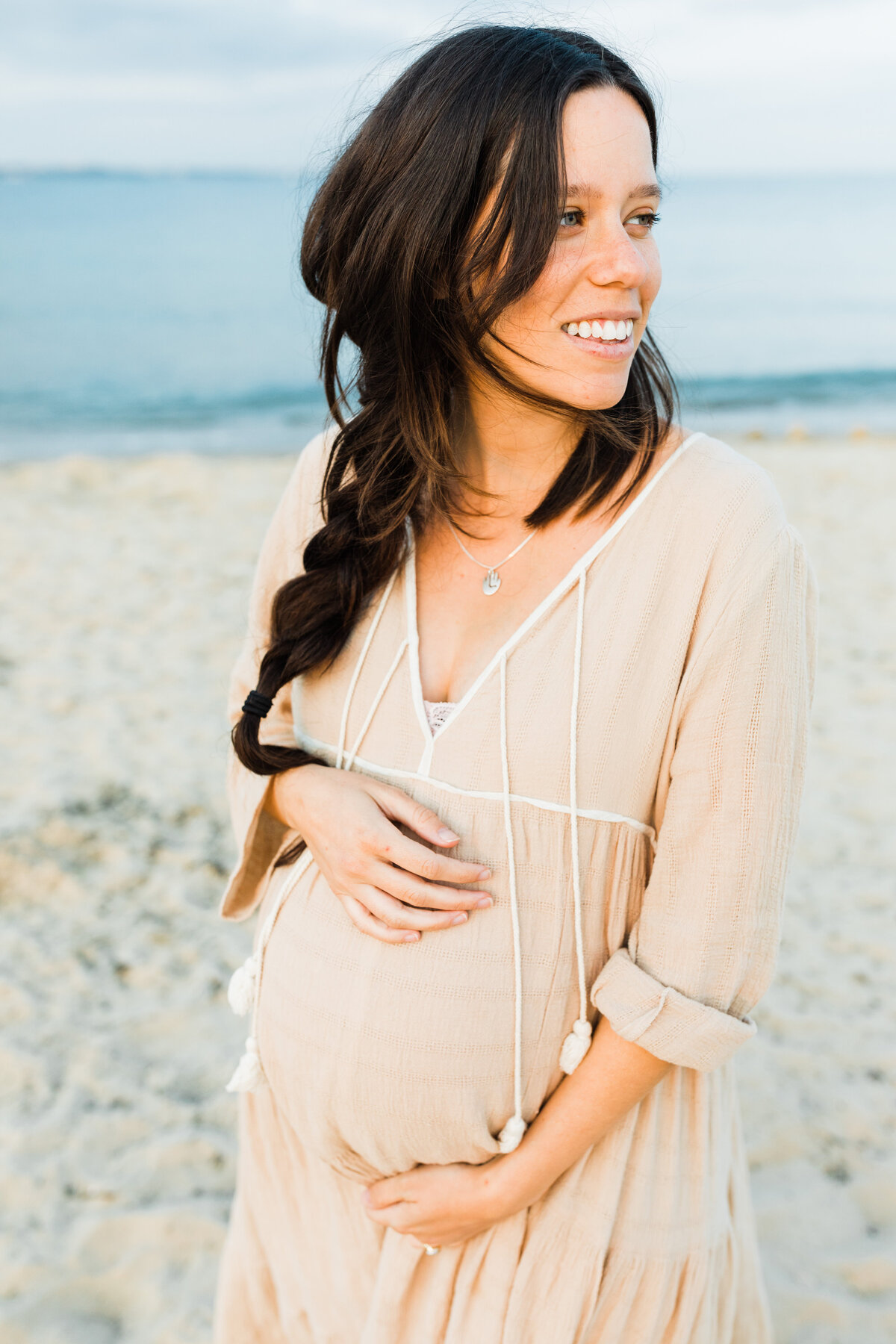 Boho Maternity Photoshoot at Studland Beach, Dorset.