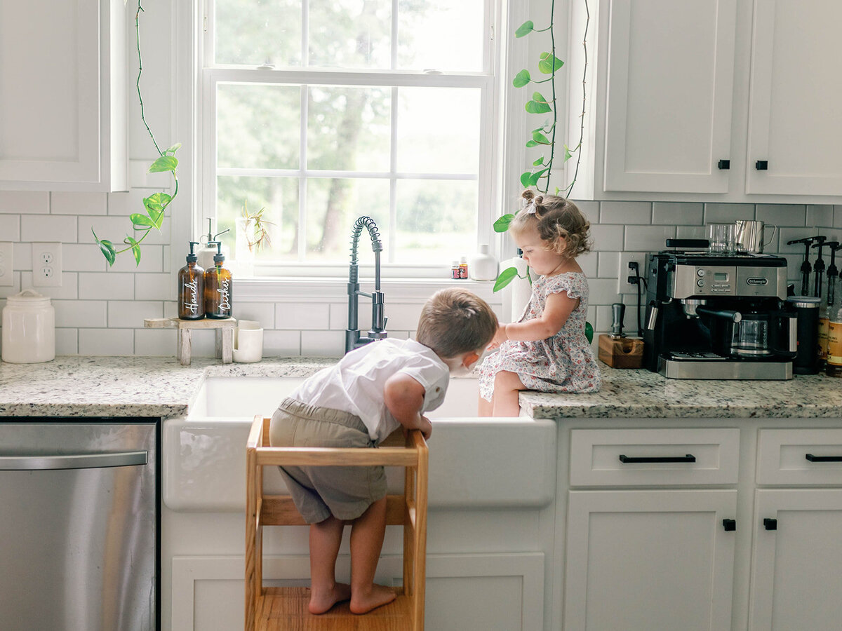 Brother and sister in the kitchen