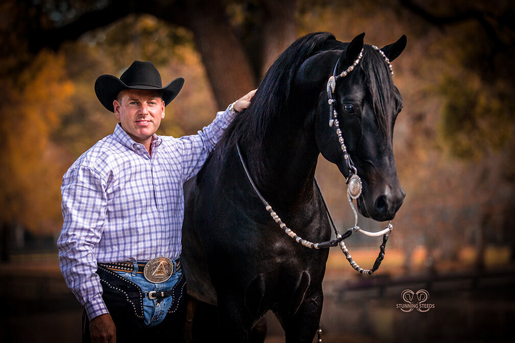 Rick Gervasio with black Morgan stallion