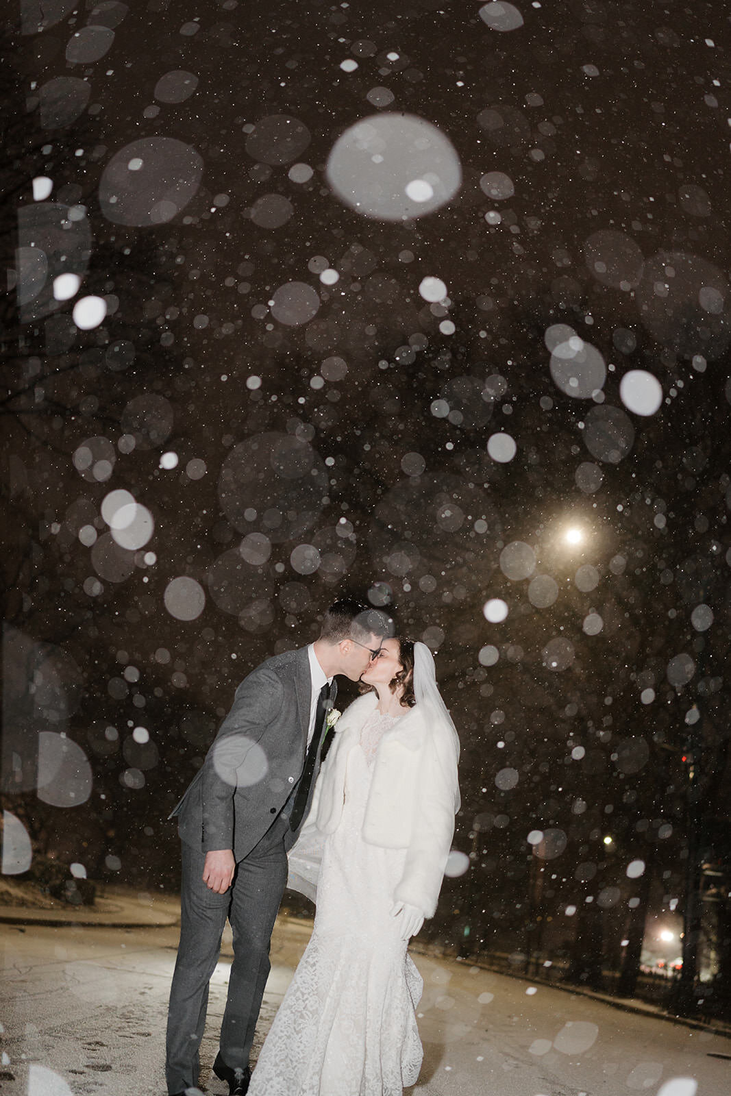 Snowy night time wedding portraits New York City wedding | Oduma photography-68