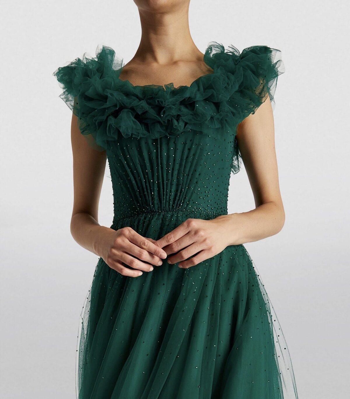 Kate-Middleton-Princess-of-Wales-Royal-Tour-Dress-Jenny-Packham-Wonder-Off-the-Shoulder-Ruffled-Tulle-Green-Gown-2