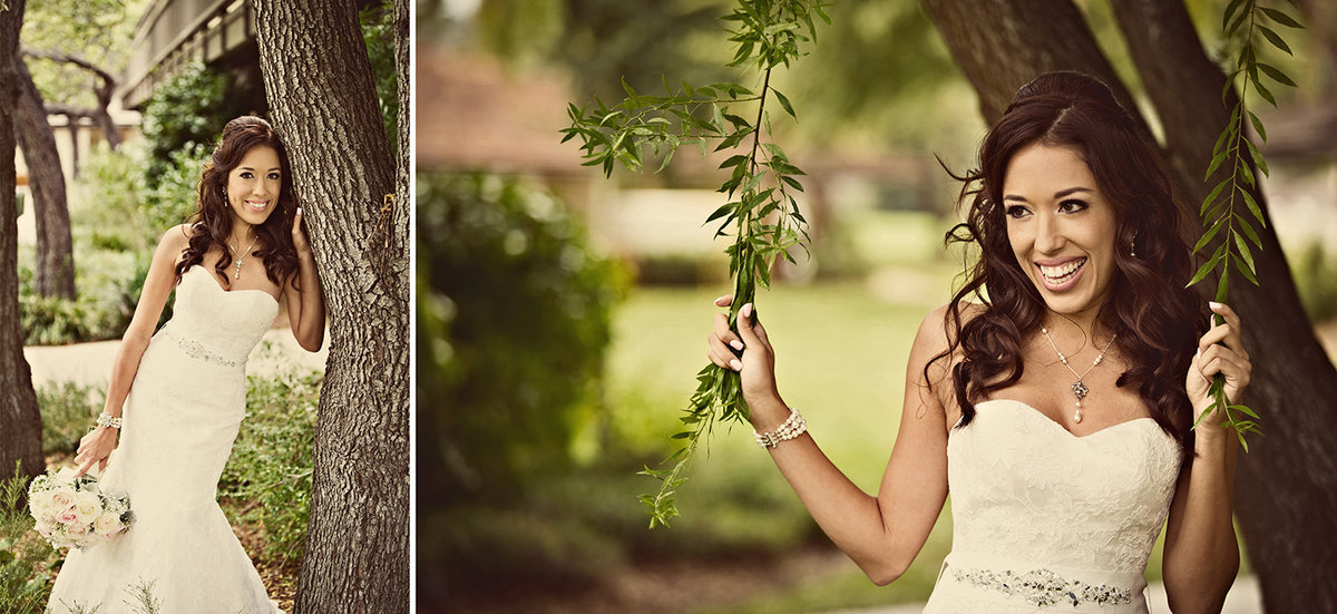 Twin Oaks wedding photos bride on swing vintage