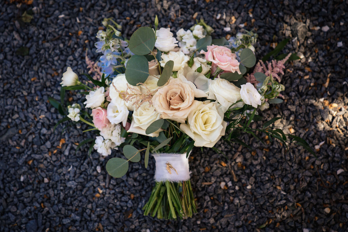 Wedding Bouquet White Pink Roses