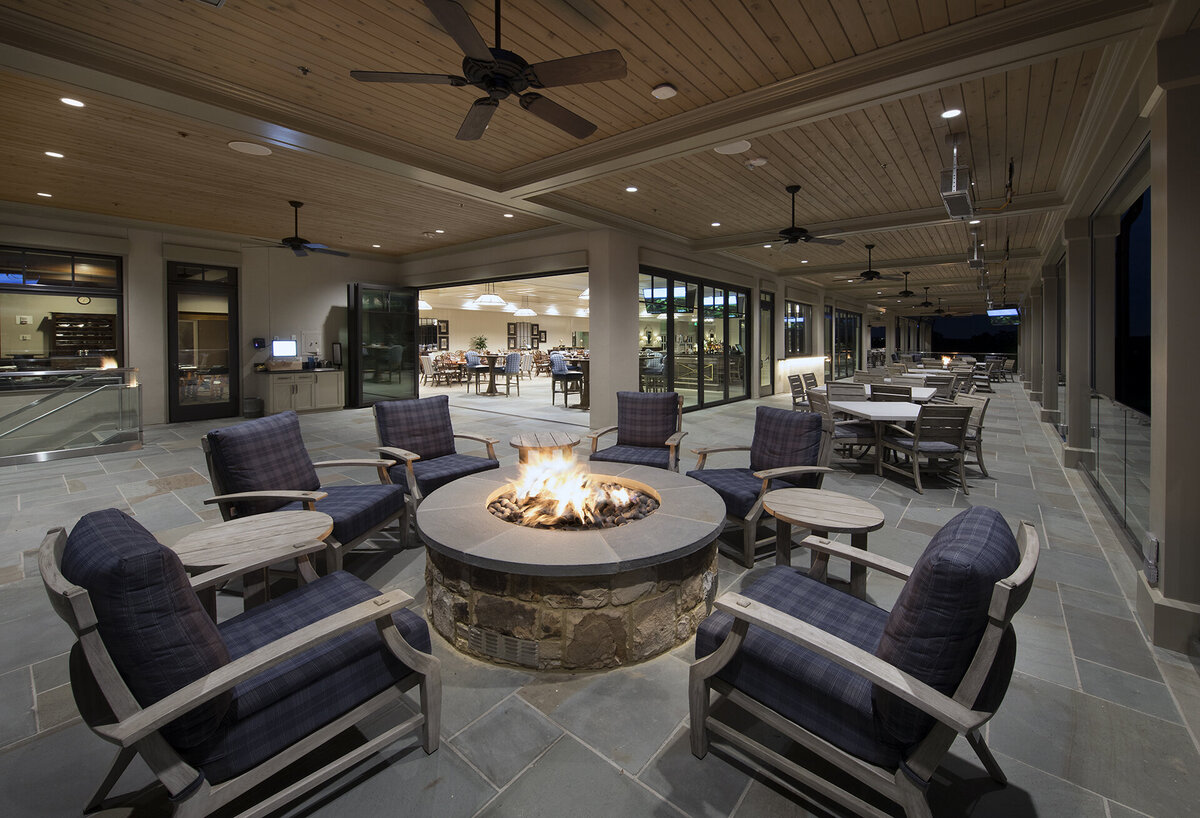 fire table on the veranda at Cherokee Country Club