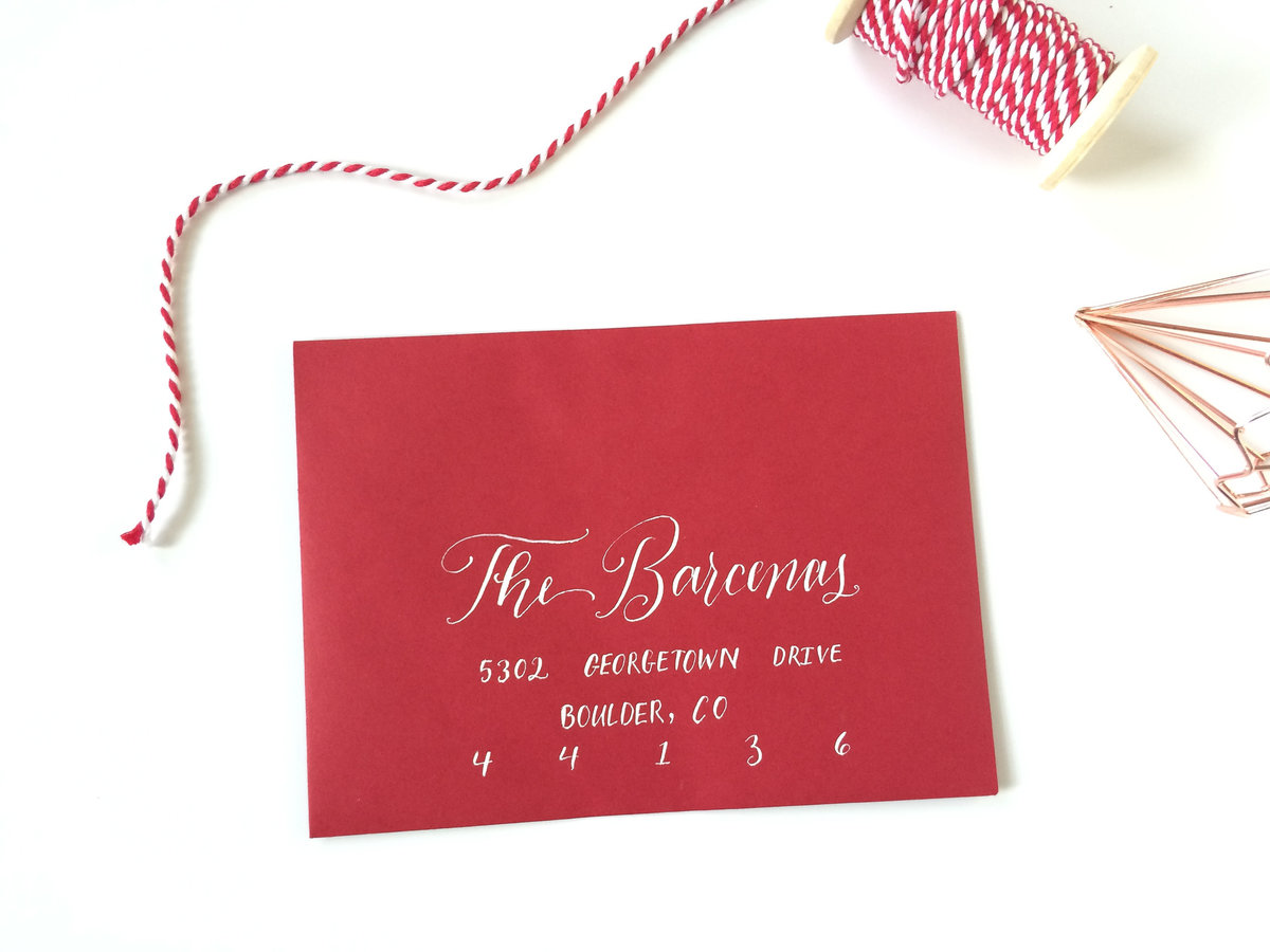 christmas card envelope calligraphy