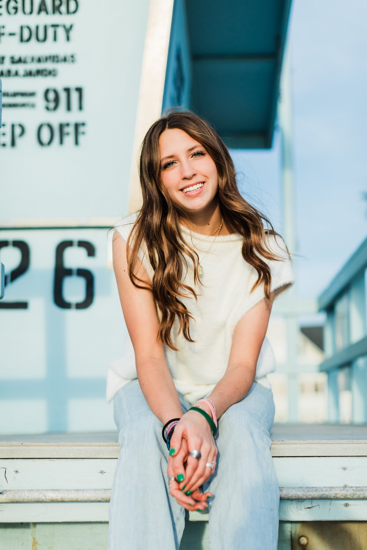 teen-girl-on-hermosa-beach-lifeguard-tower