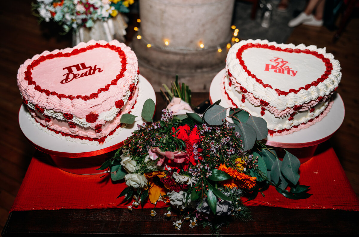 funky his and hers wedding cakes