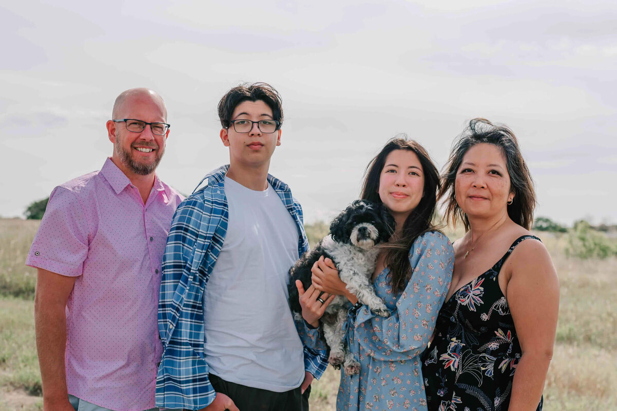 2 older kids and their mom and dad, and dog. 