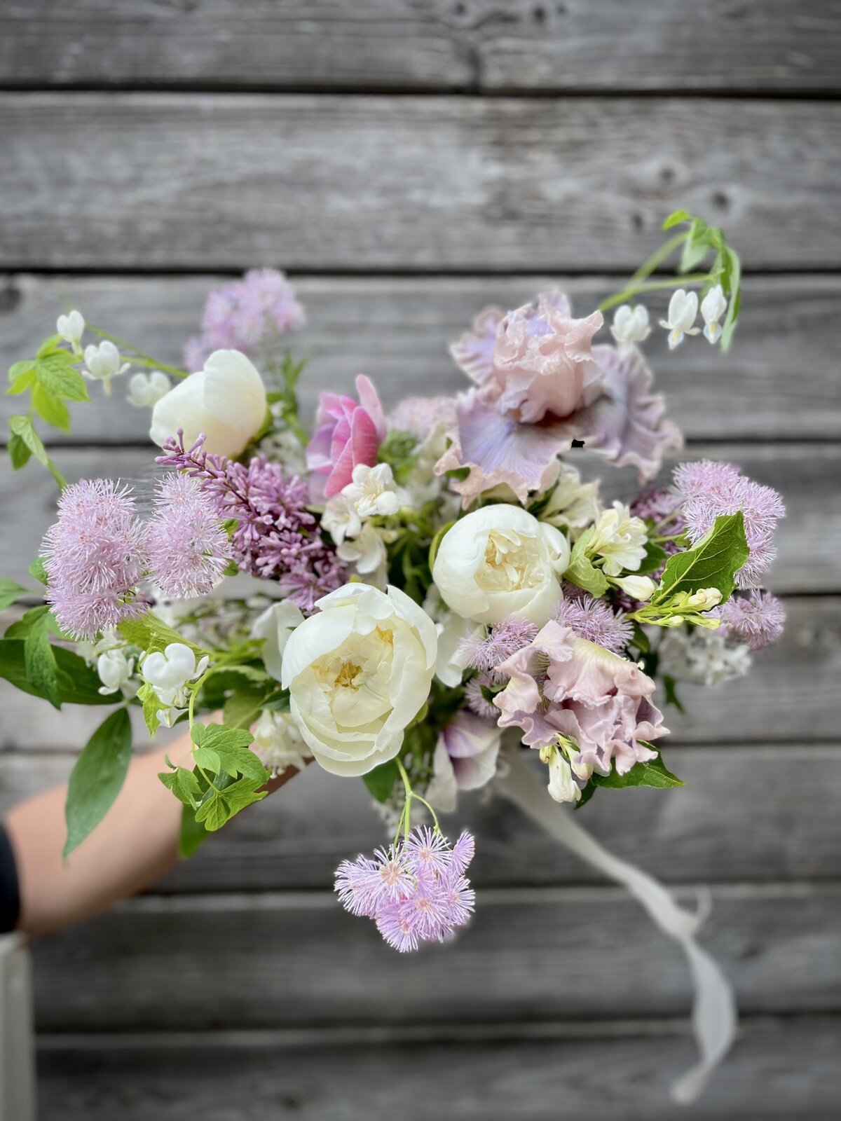 spring bridal bouquet iris lilac
