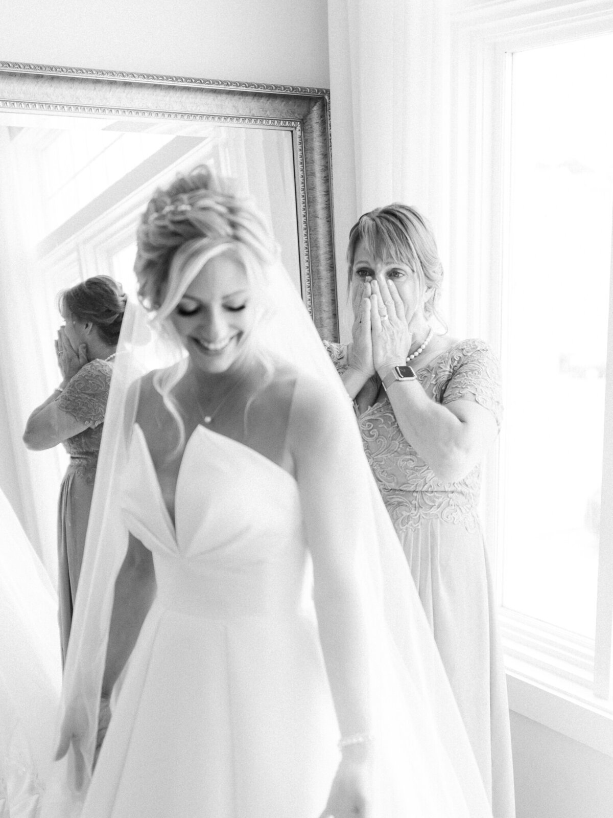 emotional mother of the bride at newport beach house