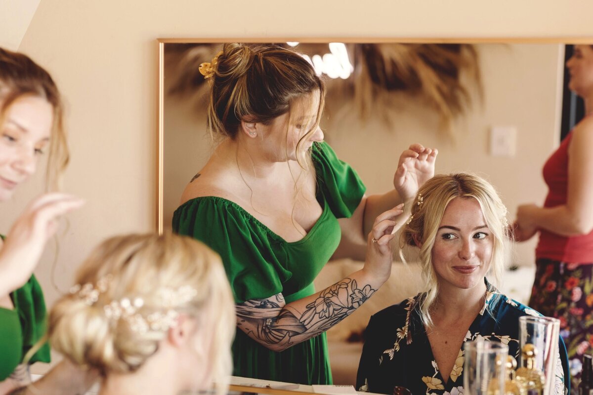 Bride getting ready for wedding in Riviera Maya