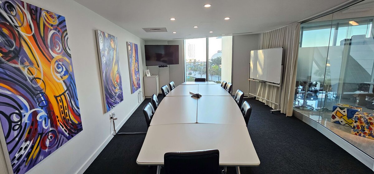Long office table in a meeting room