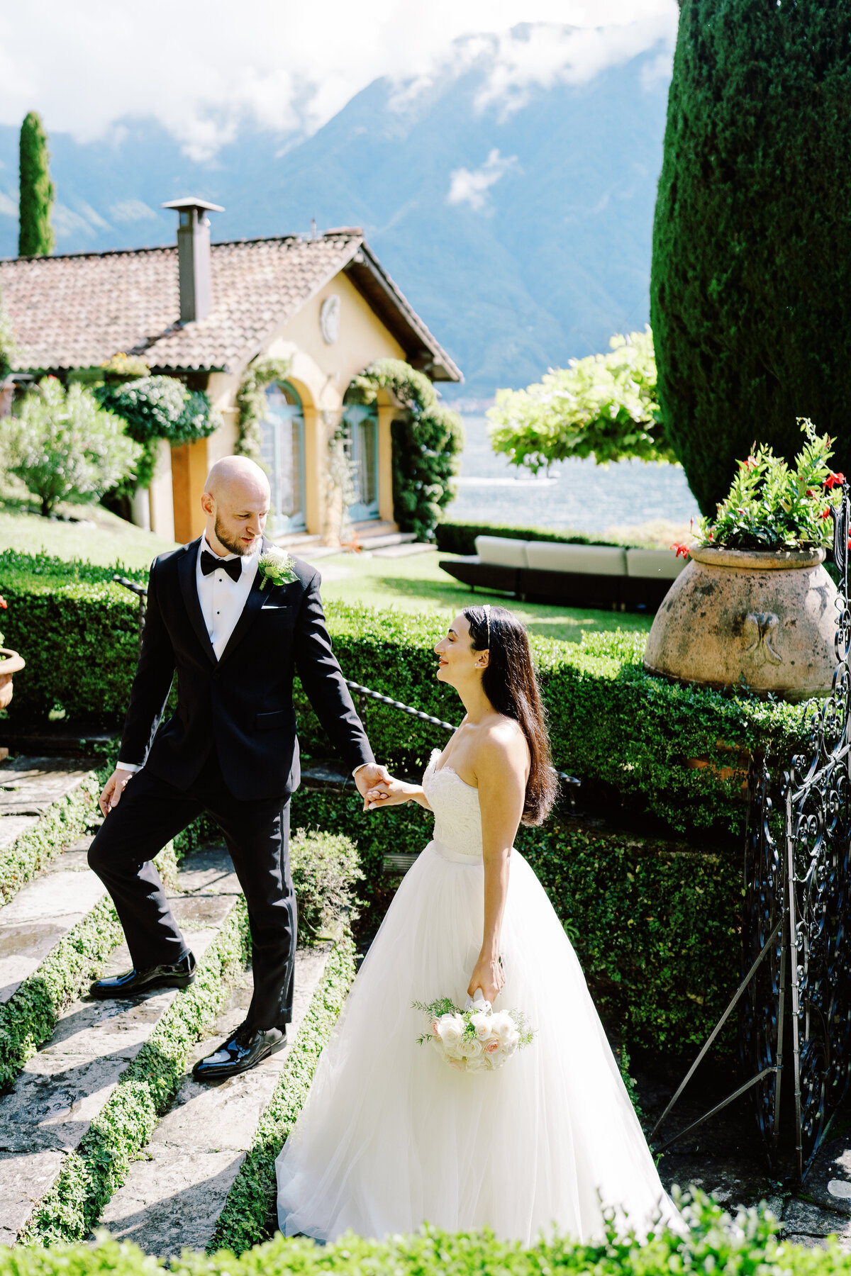 Film photograph of an elopement at Villa Cassinella on Lake Como Italy