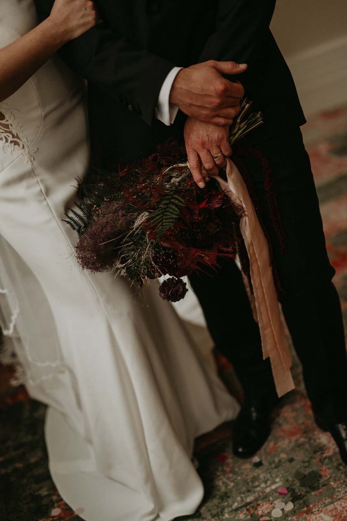 Detail shot of the bouquet at a wedding at Grand Hotel in Birmingham. 