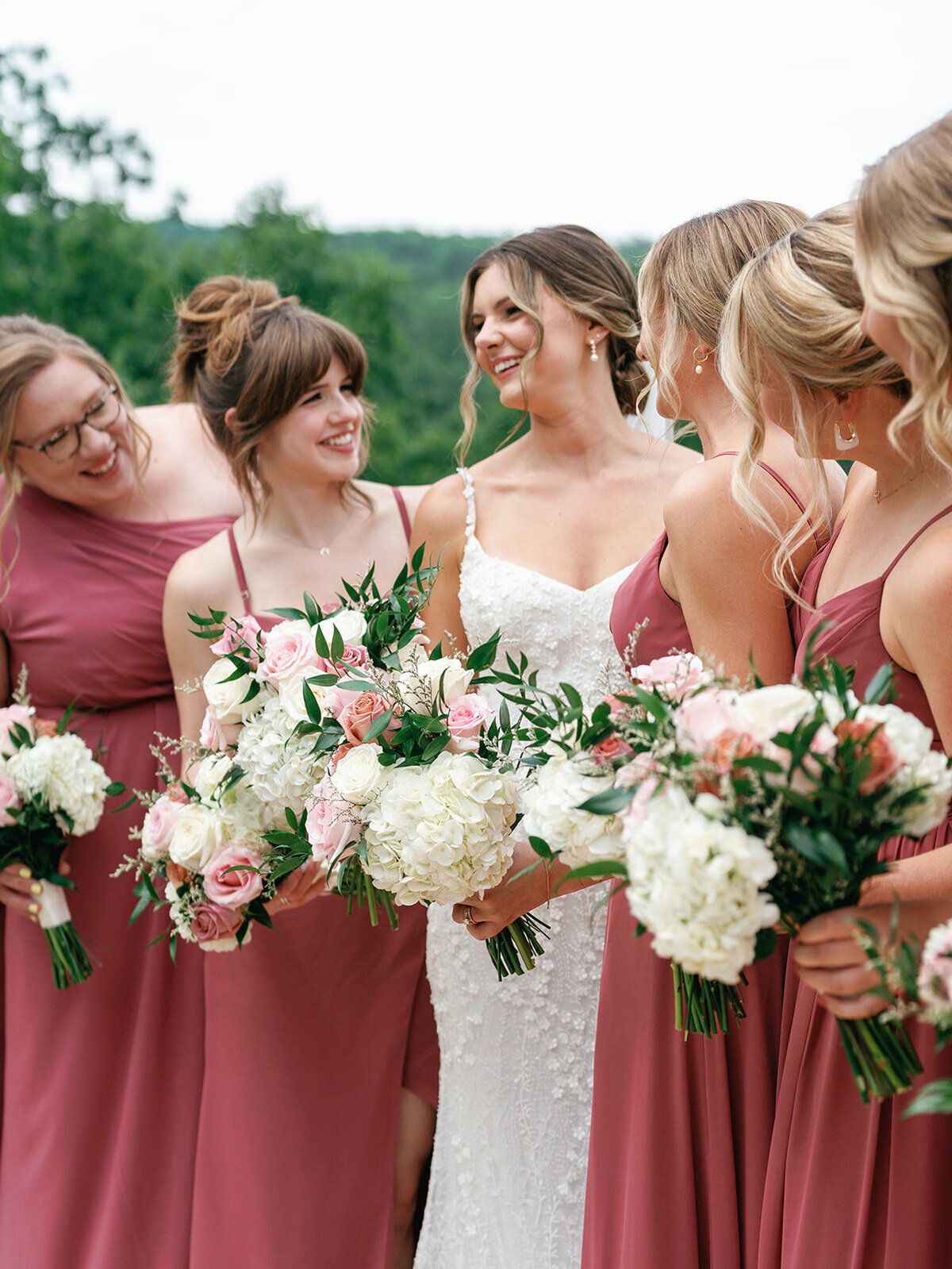 Deep pink chiffon bridesmaids dresses for a Tennessee wedding