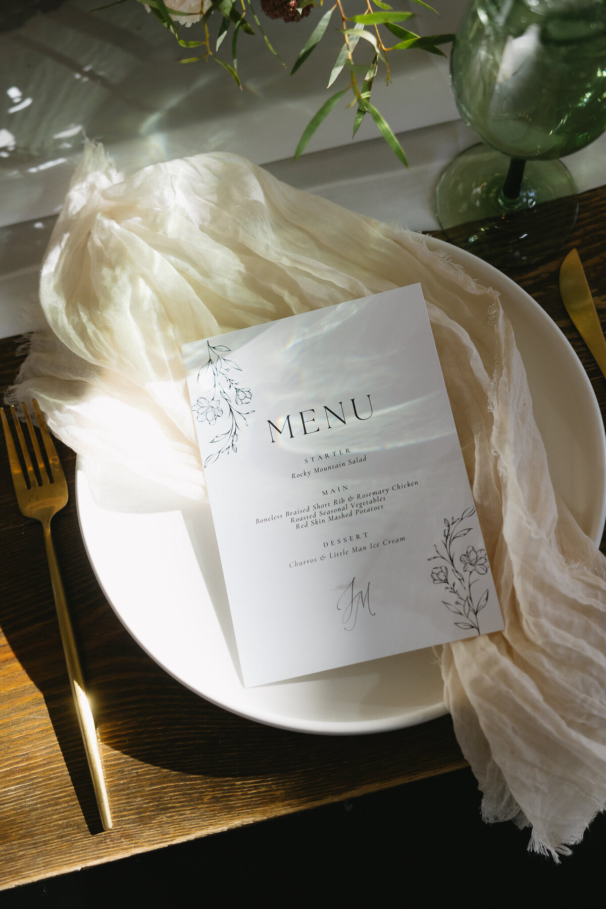 North Star Gatherings Colorado Mountain Wedding Venue Romantic Placesetting
